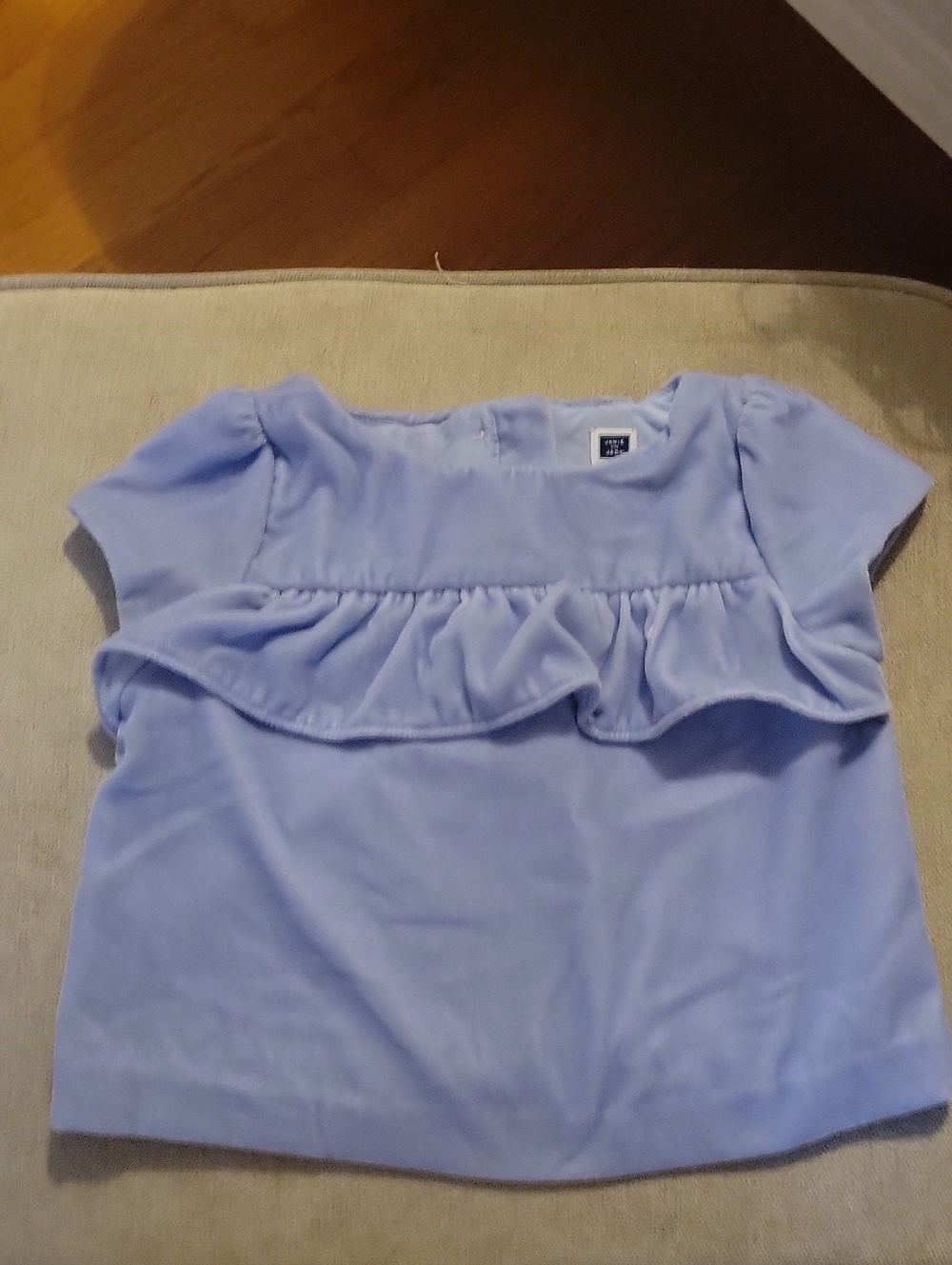 Janie and Jack Lavender Ruffle Neck Top Velvet Size 3 NWOT